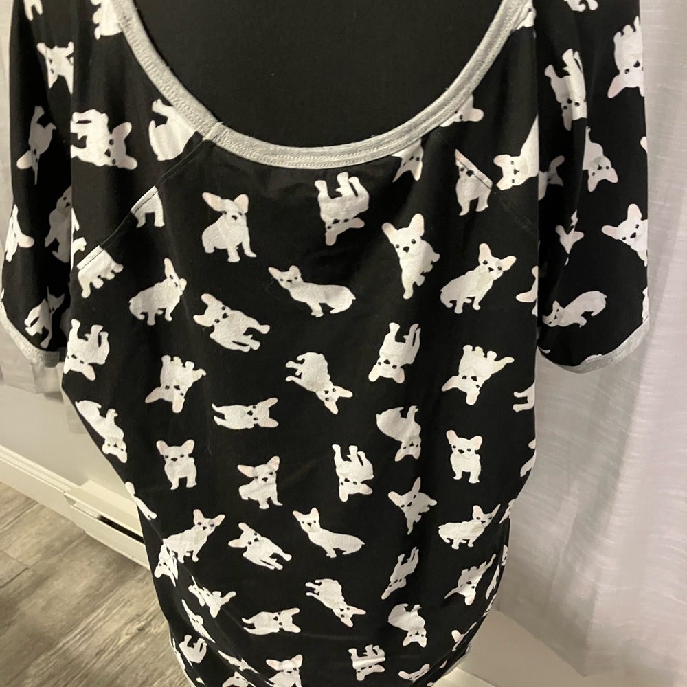 Adorable French Bull Dog Print Pajama Top and Bottoms.